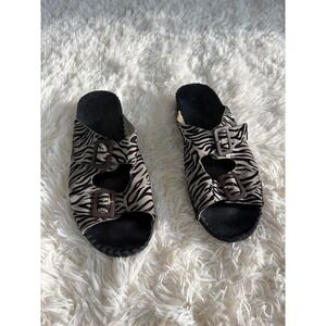 La Plume Zebra Print Buckle Sandals Slides Women's Fashion Shoes 9‎